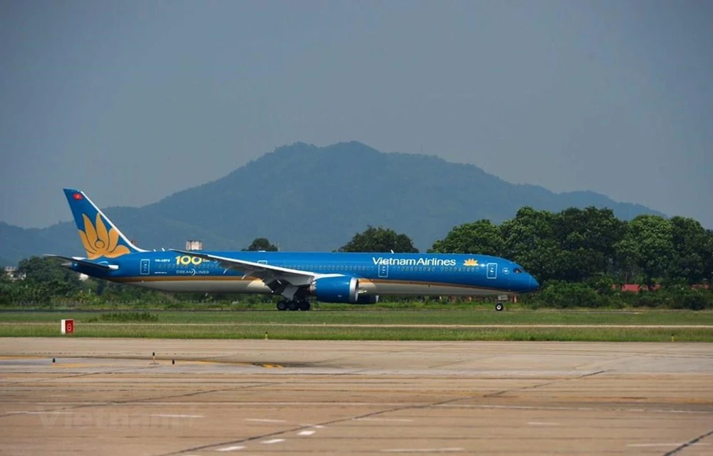 The Boeing 787-10 that is the 100th aircraft of Vietnam Airlines (Photo: VietnamPlus)