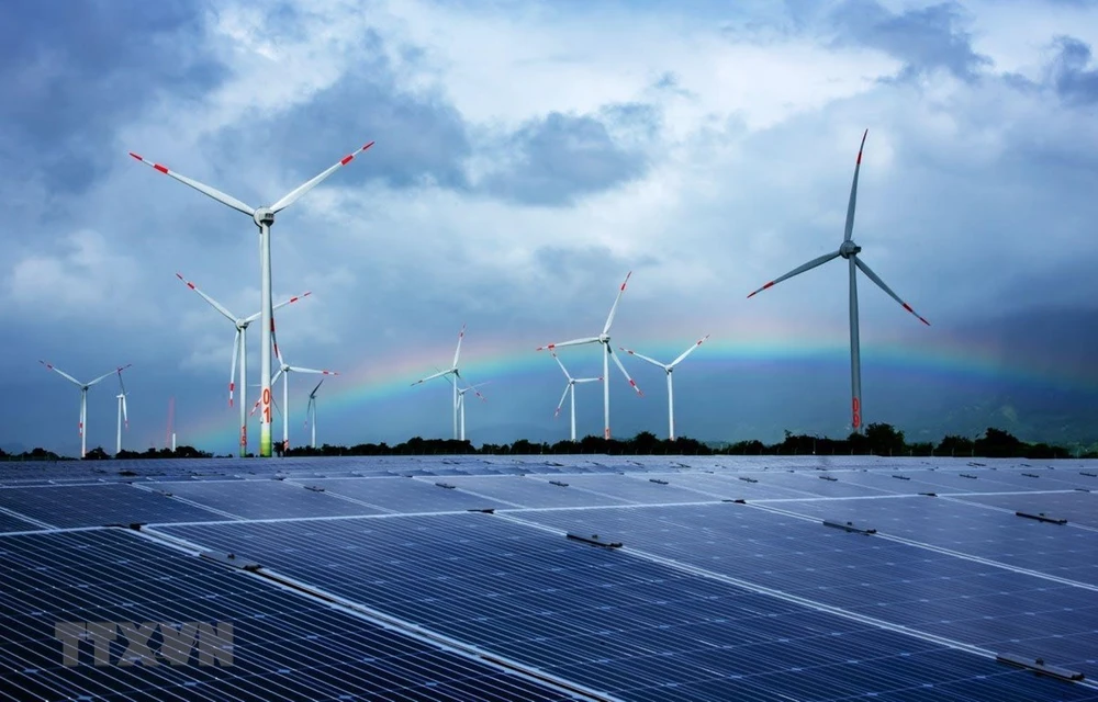 A wind and solar energy plant in central Ninh Thuan province (Photo: VNA)