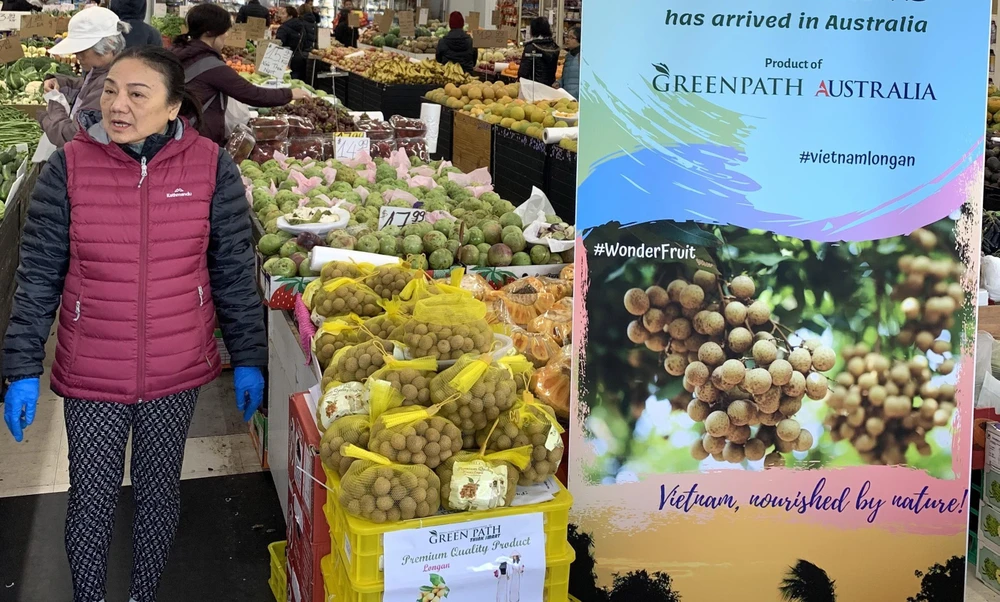 Свежие вьетнамские фрукты лонган на рынке в Австралии (Фото: ВИА)