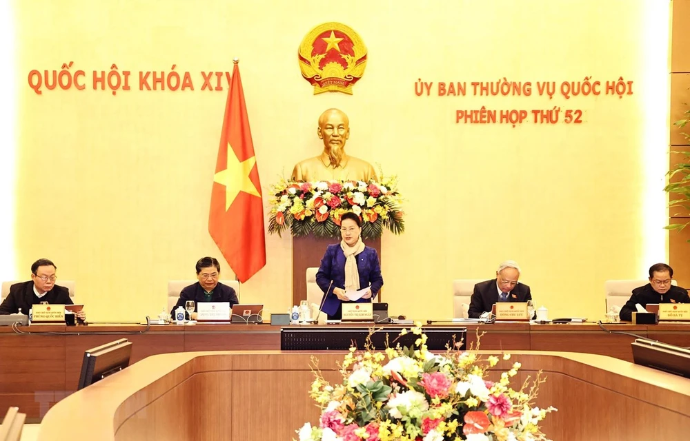 Председатель НС Нгуен Тхи Ким Нган выступает на 520й сессии Постоянного комитета НС, у тром 11 января. (Фото: Чонг Дык/ВИА)