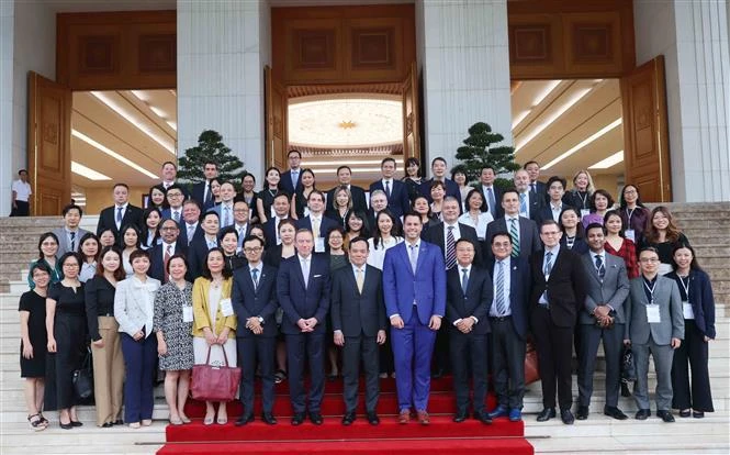 Deputy PM Tran Luu Quang and delegates (Photo: VNA)