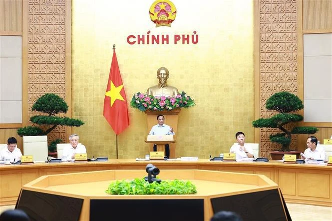 Prime Minister Pham Minh Chinh speaks at the Cabinet meeting in Hanoi on September 7. (Photo: VNA)