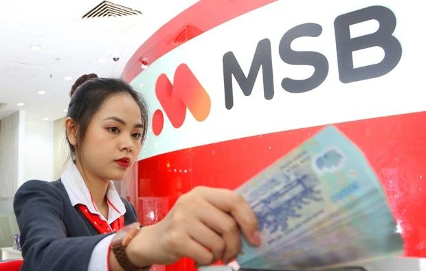 A bank teller counts money at a transaction office in Hanoi. (Photo: VNA)